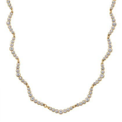 Wei&szlig;er Kristall Halskette ca. 50 cm + 5 cm Extender, gelb vergoldet