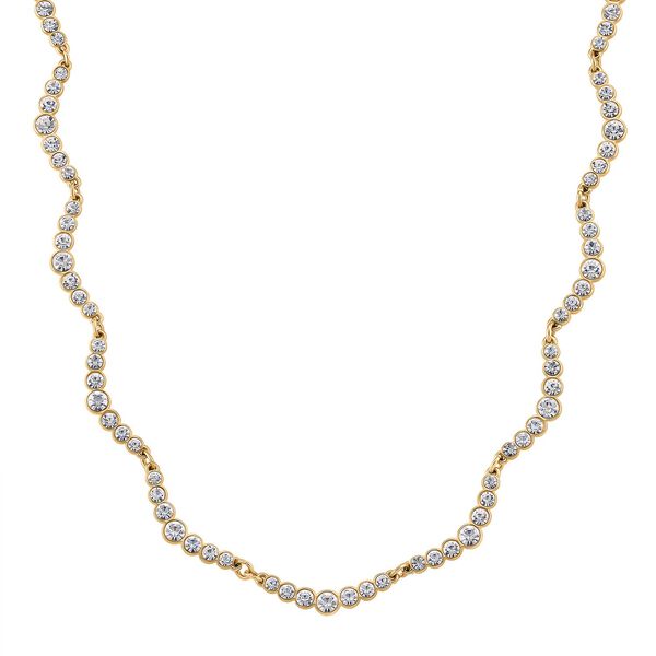 Wei&szlig;e Kristall 50+5cm Halskette in Goldton