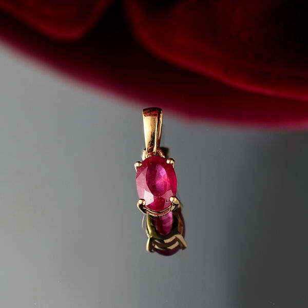 Afrikanischer Rubin (Fissure gefüllt) Anhänger 925 Silber vergoldet ca. 0.69 ct image number 2