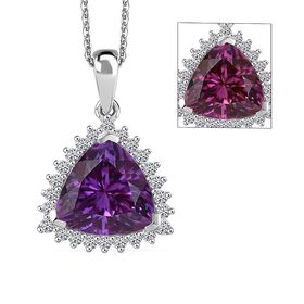 AAA Lab Grown Lila Saphir, Lab Grown Diamant Schmuckset 417 Gold, 417 Gold Weißgold Vergoldet ca. 3,87 ct.