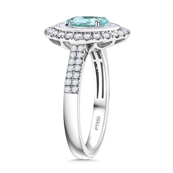 RHAPSODY zertifiziert und gepr&uuml;ft AAAA Paraiba Turmalin und VS-EF Diamant Ring in 950 Platin - 2,08 ct.