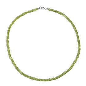 Natürliche Peridot-Halskette, ca. 50 cm, 925 Silber rhodiniert, ca. 90.00 ct