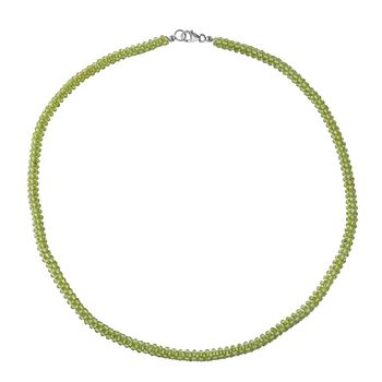 Nat&uuml;rliche Peridot-Halskette, ca. 50 cm, 925 Silber rhodiniert, ca. 90.00 ct