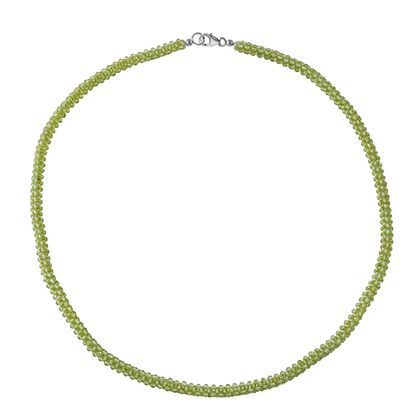 Nat&uuml;rliche Peridot-Halskette, ca. 50 cm, 925 Silber rhodiniert, ca. 90.00 ct