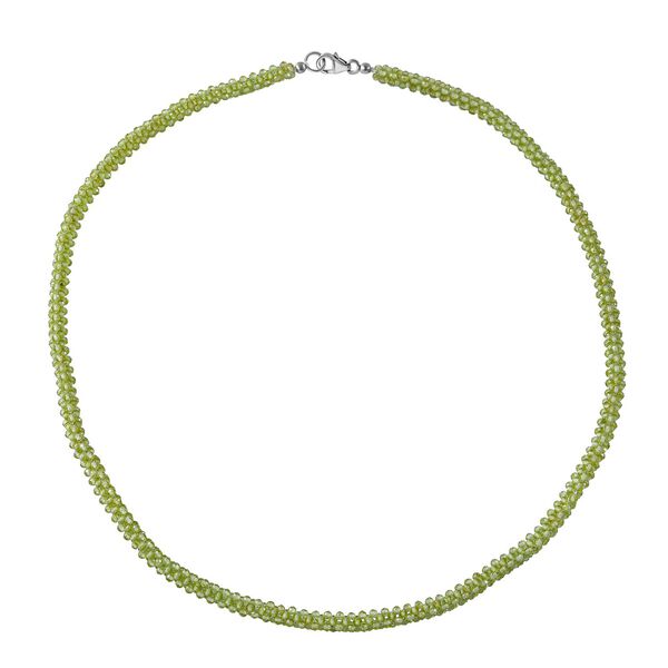Nat&uuml;rliche Peridot-Halskette, ca. 50 cm, 925 Silber rhodiniert, ca. 90.00 ct