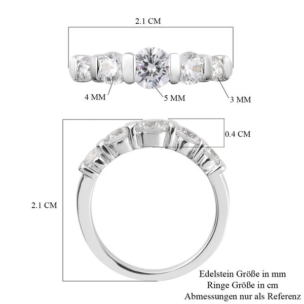 LUSTRO STELLA Hergestellt mit ZIRKONIA Ring 925 Silber Platin-&Uuml;berzug (Gr&ouml;&szlig;e 16.00) ca. 2,16 ct image number 7