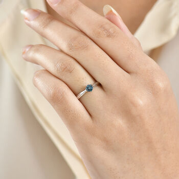 CULLINAN-MINE - Blauer Diamant Ring 925 Silber rhodiniert (Gr&ouml;&szlig;e 18.00) ca. 0.10 ct