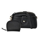 Set aus 2 Echtleder-Umhängetasche und Kartenetui mit RFID-Schutz, 19 x 5,5 x 12 cm, Burgunderrot