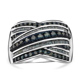 Blauer Diamant Ring 925 Silber platiniert (Größe 19.00) ca. 1.00 ct