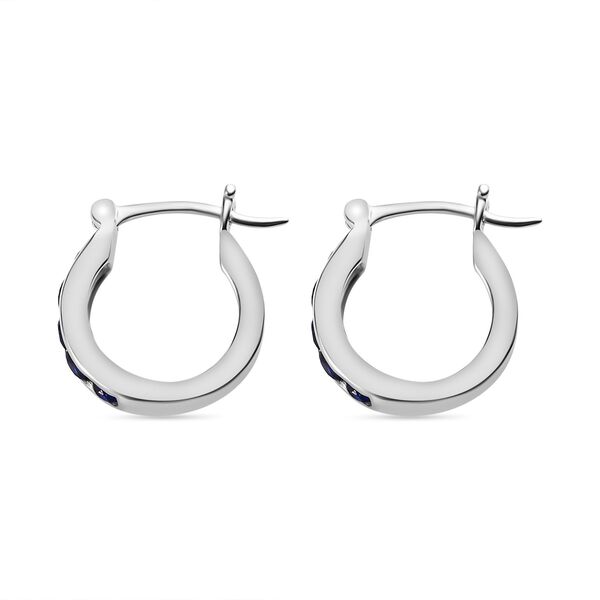 Masoala Saphir (Fissure gef&uuml;llt) Creolen, 925 Silber, ca. 1.17 ct image number 3