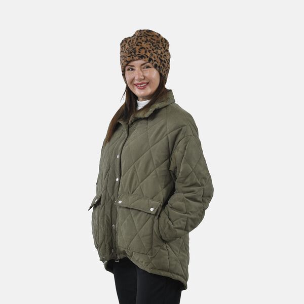 Innovativer 2 in 1 Infinity Schal und Mütze, 35x28cm, Braun Leopard image number 5