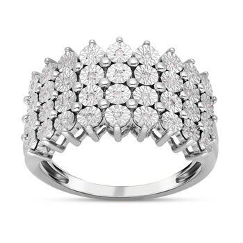Wei&szlig;er Diamant Ring, 925 Silber platiniert (Gr&ouml;&szlig;e 16.00) ca. 0.15 ct