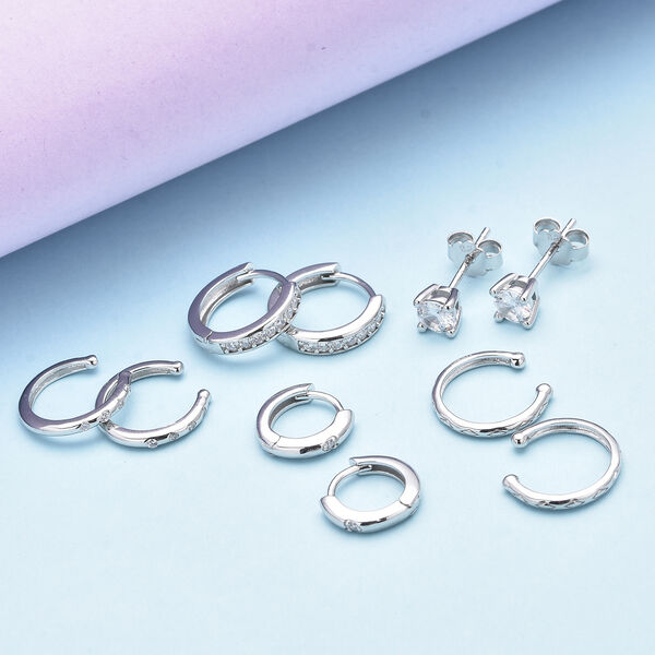 5er- Set wei&szlig;e Zirkonia-Ohrringe, 925 Silber rhodiniert ca. 1.24 ct image number 3