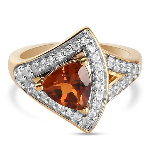 Madeira Citrin und Zirkon Ring 925 Silber vergoldet  ca. 1,61 ct image number 0
