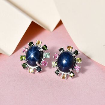GP Celestial Dream Kollektion - Blaue Stern Saphir, Kanchanaburi blauer Saphir und Mehrfach-Turmalin-Ohrringe - 6,96 ct.