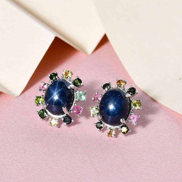 GP Celestial Dream Kollektion - Blaue Stern Saphir, Kanchanaburi blauer Saphir und Mehrfach-Turmalin-Ohrringe - 6,96 ct. image number 2