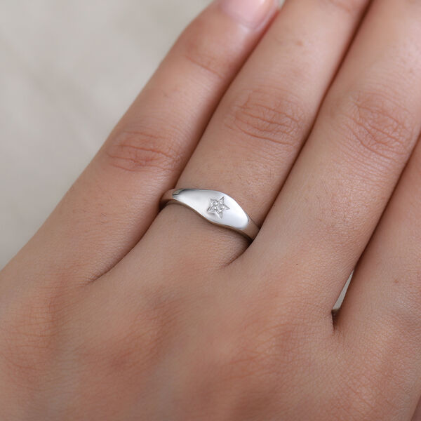 Diamant Stern Ring 925 Silber Platin-Überzug image number 3