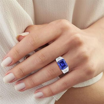 Lustro Stella Blauer Zirkonia Ring 925 Silber rhodiniert (Gr&ouml;&szlig;e 19.00)