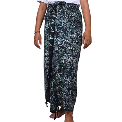 Bedruckter Sarong aus Viskose, Schwarz