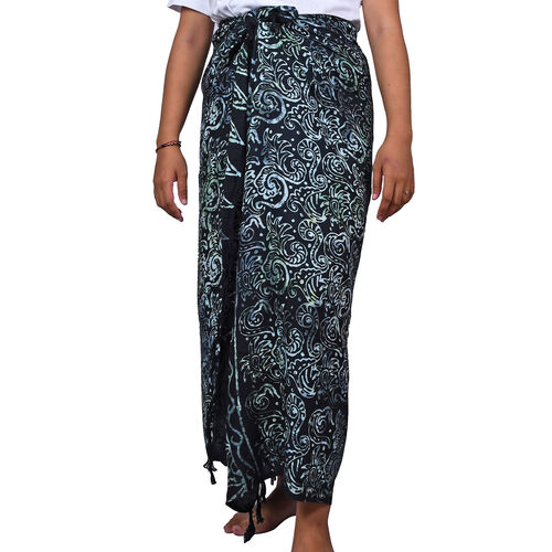 Bedruckter Sarong aus Viskose, Schwarz image number 0