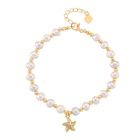 Mehrfarbige Süßwasser Perle, Zirkonia Armband ca. Flexibles cm Messing Standard