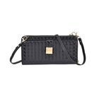 CLOSE OUT - gewebter Crossbody glänzend Tasche, Multifächer, 20x10 cm, Schwarz