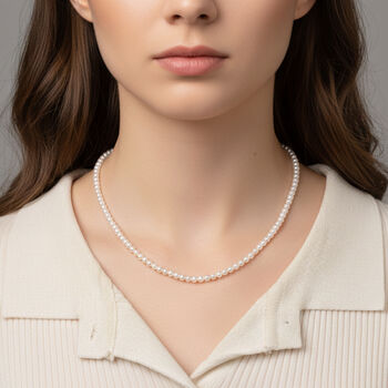 D'Joy AAA Chinesische Akoya-Perle (3-5 mm) Halskette ca. 43 cm + 5 cm Extender, 925 Silber rhodiniert