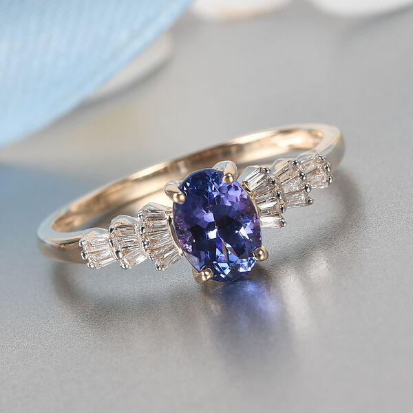 AA Tansanit und Diamant Ring 375 Gelbgold image number 2