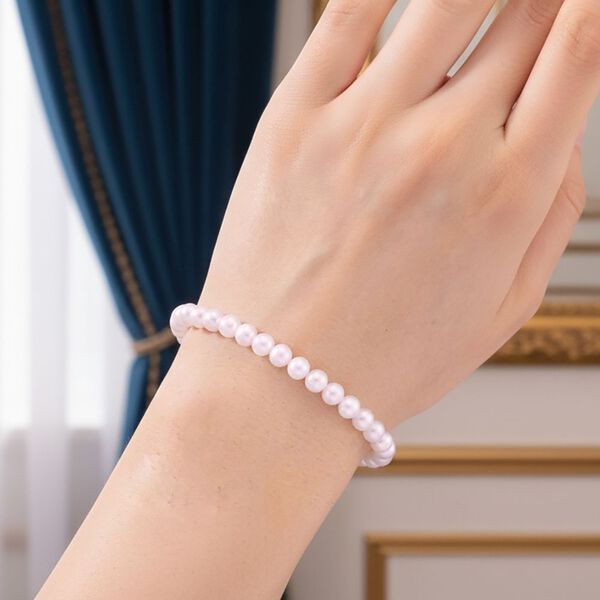 D'Joy Japanisches Akoya Perle 17+5cm Armband, 925 Silber vergoldet image number 2