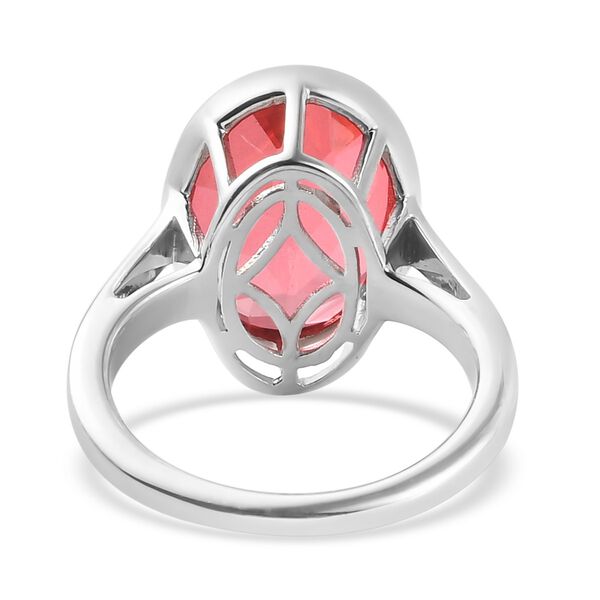 Padparasha Triplett Quarz Solit&auml;r Ring 925 Silber Platin-&Uuml;berzug image number 6