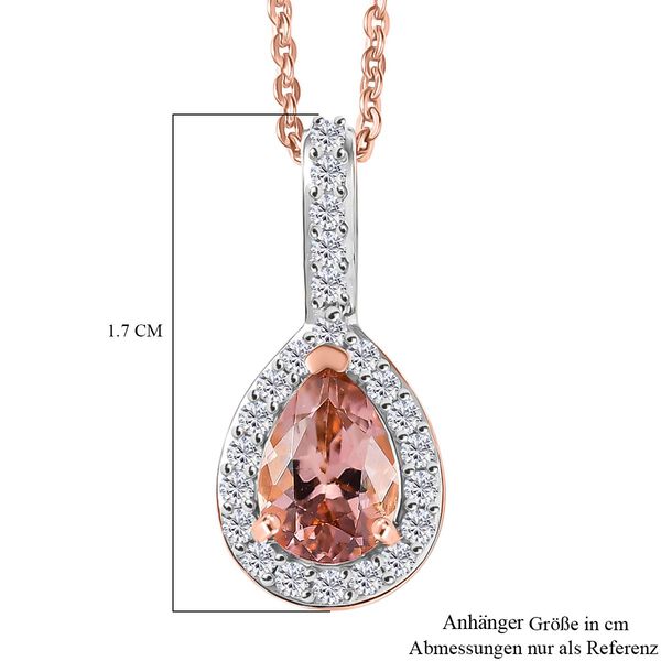 D'Joy AA Blush Turmalin und Zirkon Anh&auml;nger mit 50cm Kette - 1 ct. image number 7