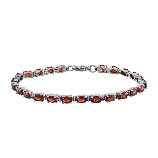 Rotes Granat-Armband, ca. 20 cm, Edelstahl, ca. 15.32 ct