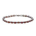 Rotes Granat-Armband, ca. 20 cm, Edelstahl, ca. 15.32 ct