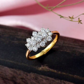 D'Joy Moissanit Ring, 925 Silber vergoldet  - 0,88 ct.