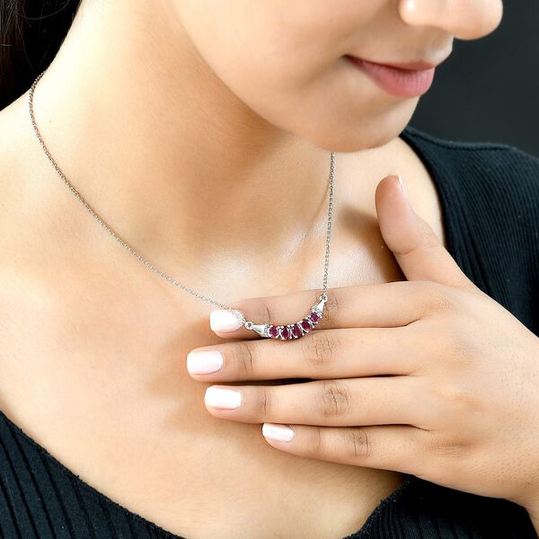 Afrikanische Rubin Halskette, (Fissure gef&uuml;llt), ca. 45 cm, 925 Silber platiniert ca. 1,62 ct image number 2