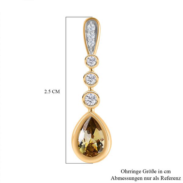 Nat&uuml;rliche, goldene Tansanit und wei&szlig;e Zirkon-Ohrh&auml;nger - 1,50 ct. image number 6