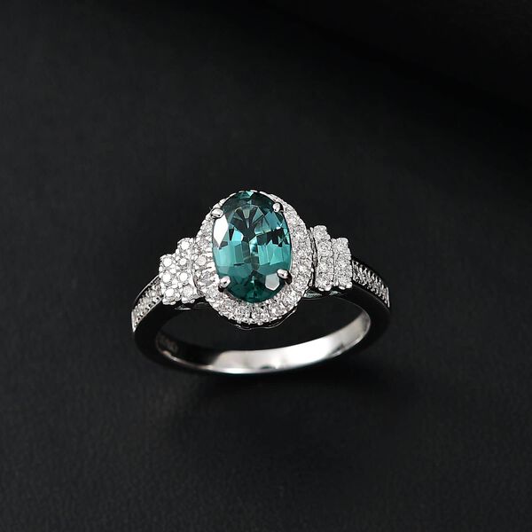 LUXORO zertifiziert und geprüft AAA Pirineu Lagoon Tourmalin und Diamant Ring in 585 Weißgold - 2,12 ct. image number 2