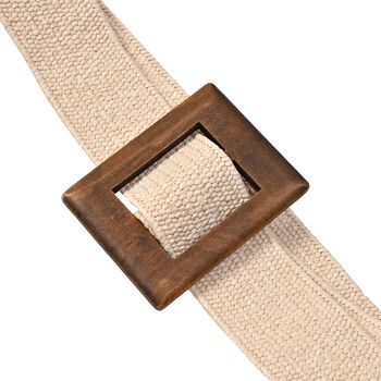 elastischer G&uuml;rtel mit Holzschnalle, Beige