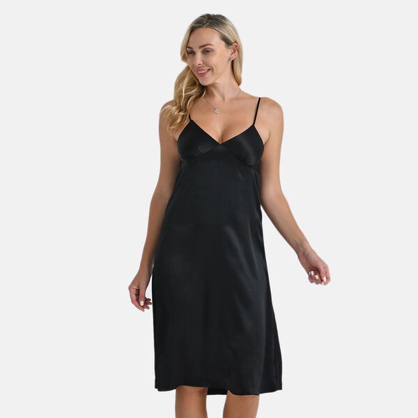 LA MAREY Nachthemd 100% Maulbeerseide, Schwarz, L image number 4