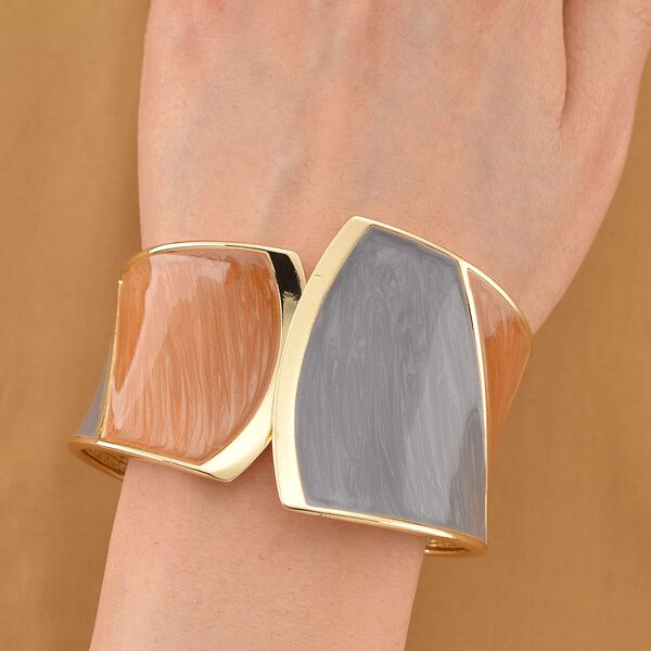 Emaille-Armreif im Colorblock-Design, ca. 17 cm, Braun-Grau image number 2