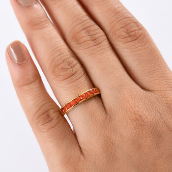 D'Joy AAA Blaze Feueropal Ring, 925 Silber vergoldet - 0,44 ct.