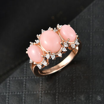 D'Joy AA Rosa Opal und Zirkon Ring - 3,18 ct.