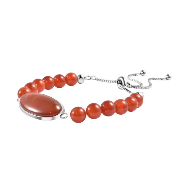 Gefärbter roter Achat Flexibles Bolo-Armband, ca. 15-22 cm Reiner Edelstahl ca. 70.00 ct image number 2
