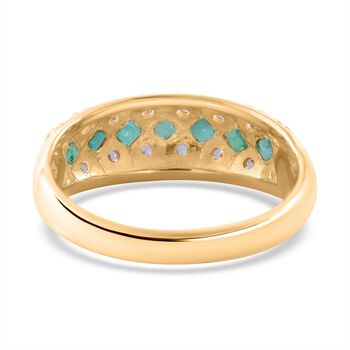 AAA Kagem Sambischer Smaragd, Wei&szlig;er Zirkon Ringe 925 Silber Gelbgold Vermeil (Gr&ouml;&szlig;e 17.00) ca. 1.46 ct