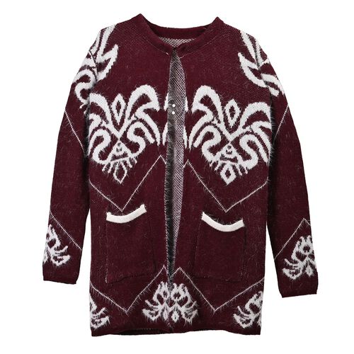 Kuscheliger Winter-Cardigan mit 2 Taschen, Einheitsgröße, burgunderrot image number 0