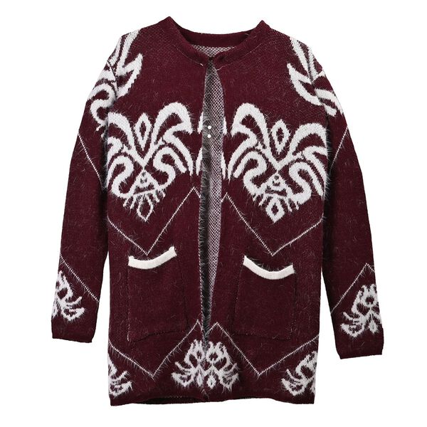 Kuscheliger Winter-Cardigan mit 2 Taschen, Einheitsgröße, burgunderrot image number 0