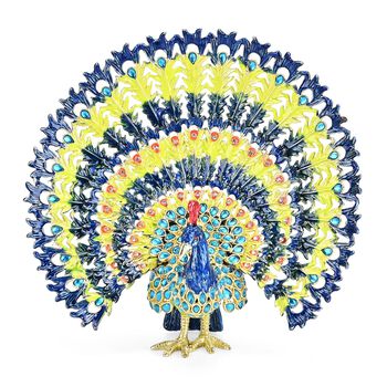 LIVMORE Pfauen-Design Schmuckdose, 18x11x17cm, Mehrfarbig