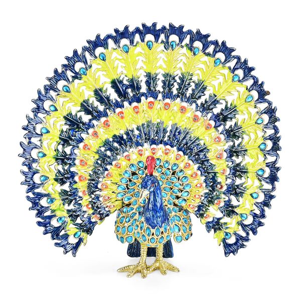 LIVMORE Pfauen-Design Schmuckdose, 18x11x17cm, Mehrfarbig