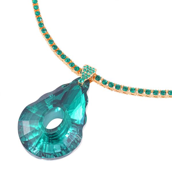 Kunsthandwerklicher gr&uuml;ner Kristall-Anh&auml;nger mit 50cm Halskette image number 2