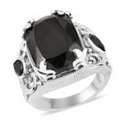 Elite Schungit und schwarzer Spinell-Ring, 925 Silber platiniert (Größe 21.00) ca. 8,44 ct image number 3